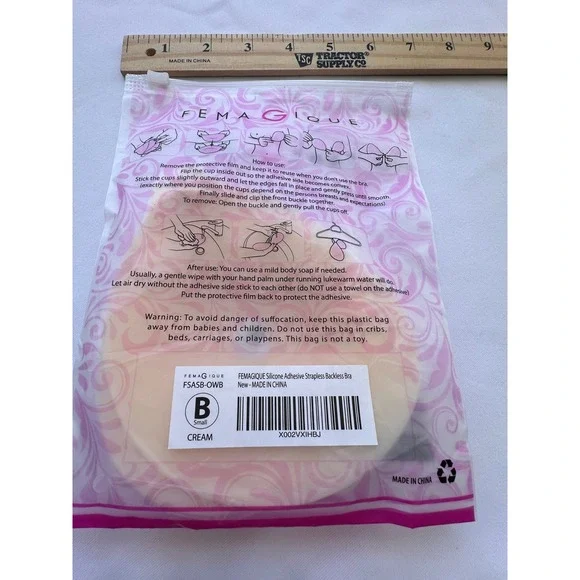 Femagique Silicone Adhesive Strapless Backless Bra Womens B Cream New FSASB-OWB - Picture 2 of 13